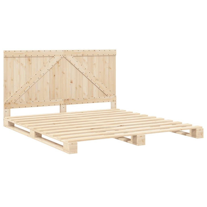 sengeramme med sengegavl 200x200 cm massivt fyrretræ