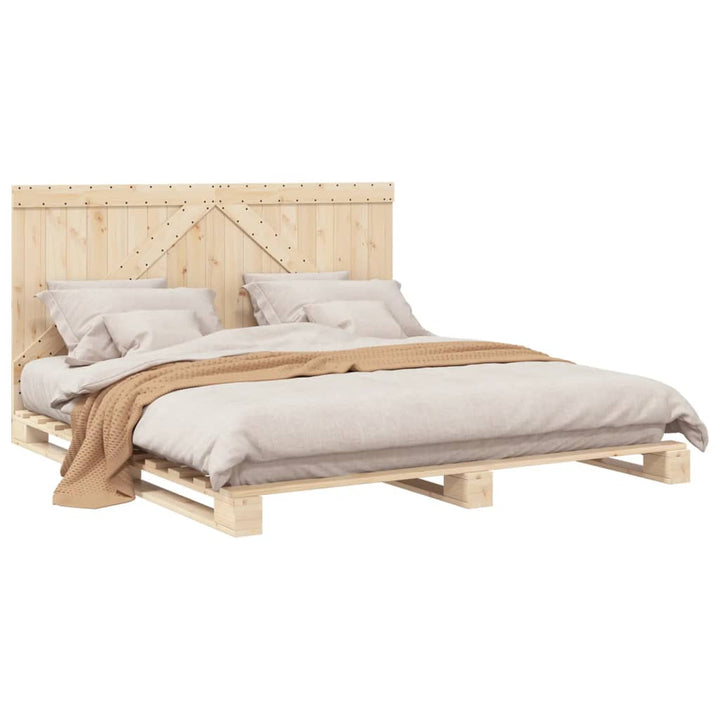 sengeramme med sengegavl 200x200 cm massivt fyrretræ