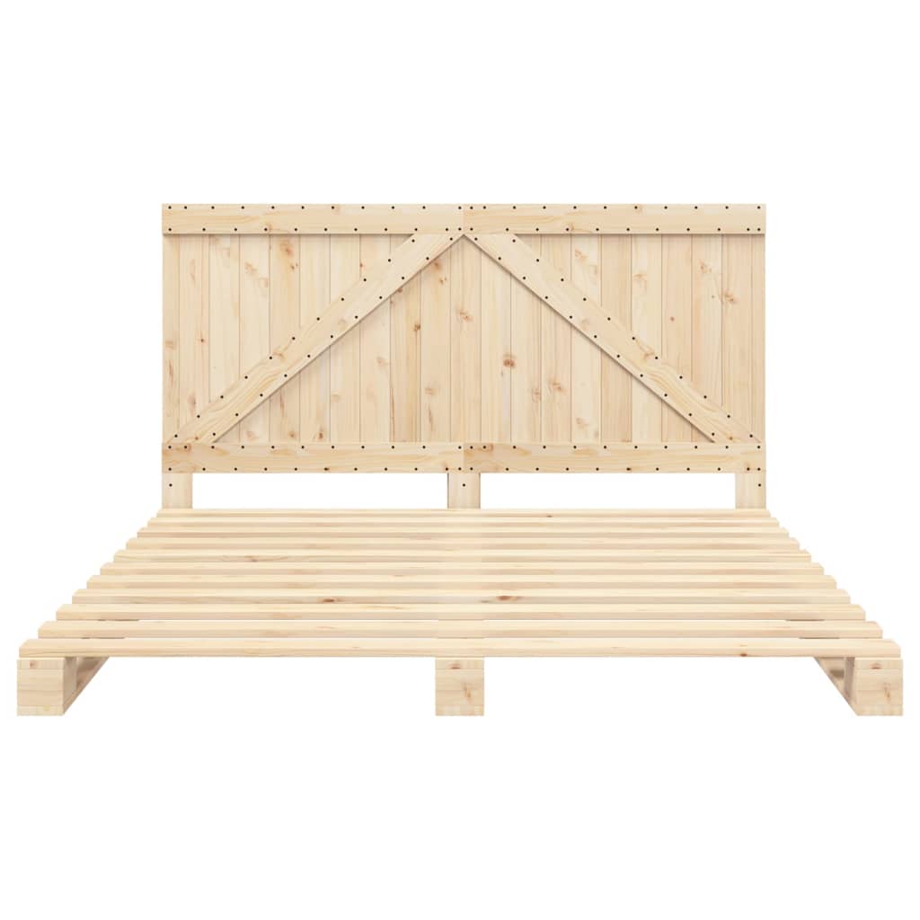 sengeramme med sengegavl 200x200 cm massivt fyrretræ