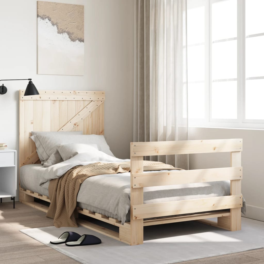 sengeramme med sengegavl 90x200 cm massivt fyrretræ