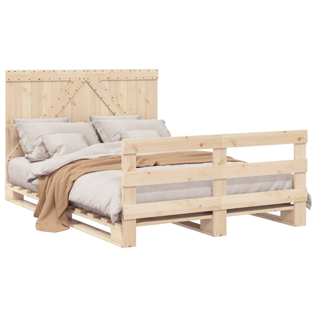 sengeramme med sengegavl 140x200 cm massivt fyrretræ hvid