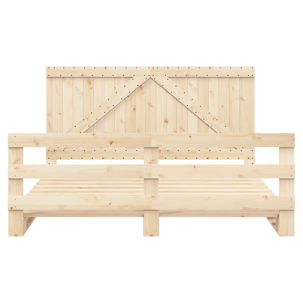 sengeramme med sengegavl 200x200 cm massivt fyrretræ