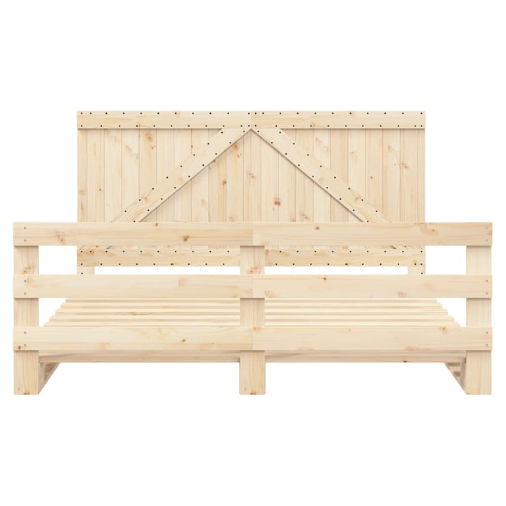 sengeramme med sengegavl 200x200 cm massivt fyrretræ