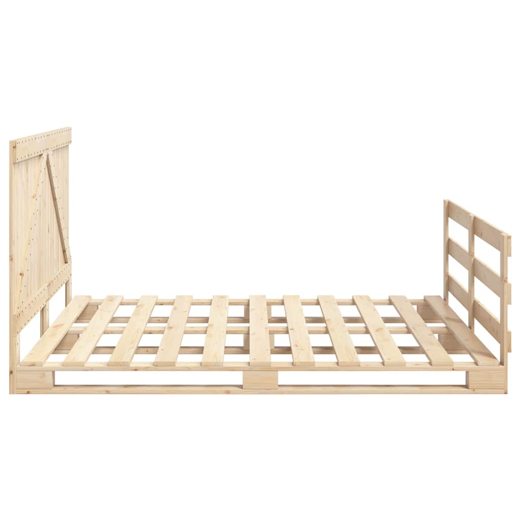 sengeramme med sengegavl 200x200 cm massivt fyrretræ