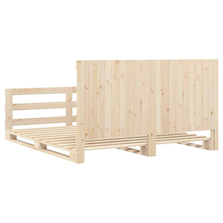 sengeramme med sengegavl 200x200 cm massivt fyrretræ