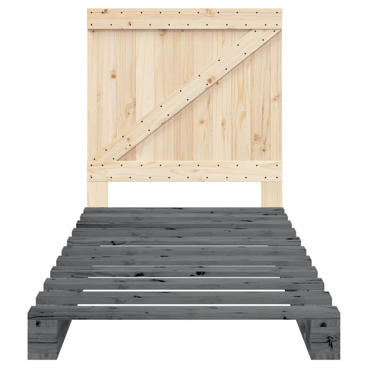 sengeramme med sengegavl 90x200 cm massivt fyrretræ grå