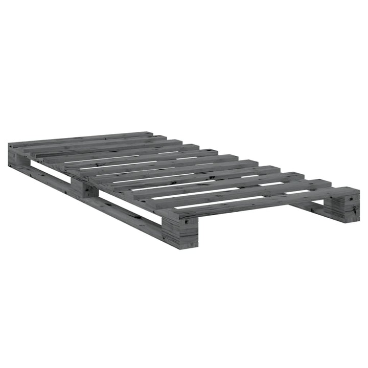 sengeramme med sengegavl 90x200 cm massivt fyrretræ grå