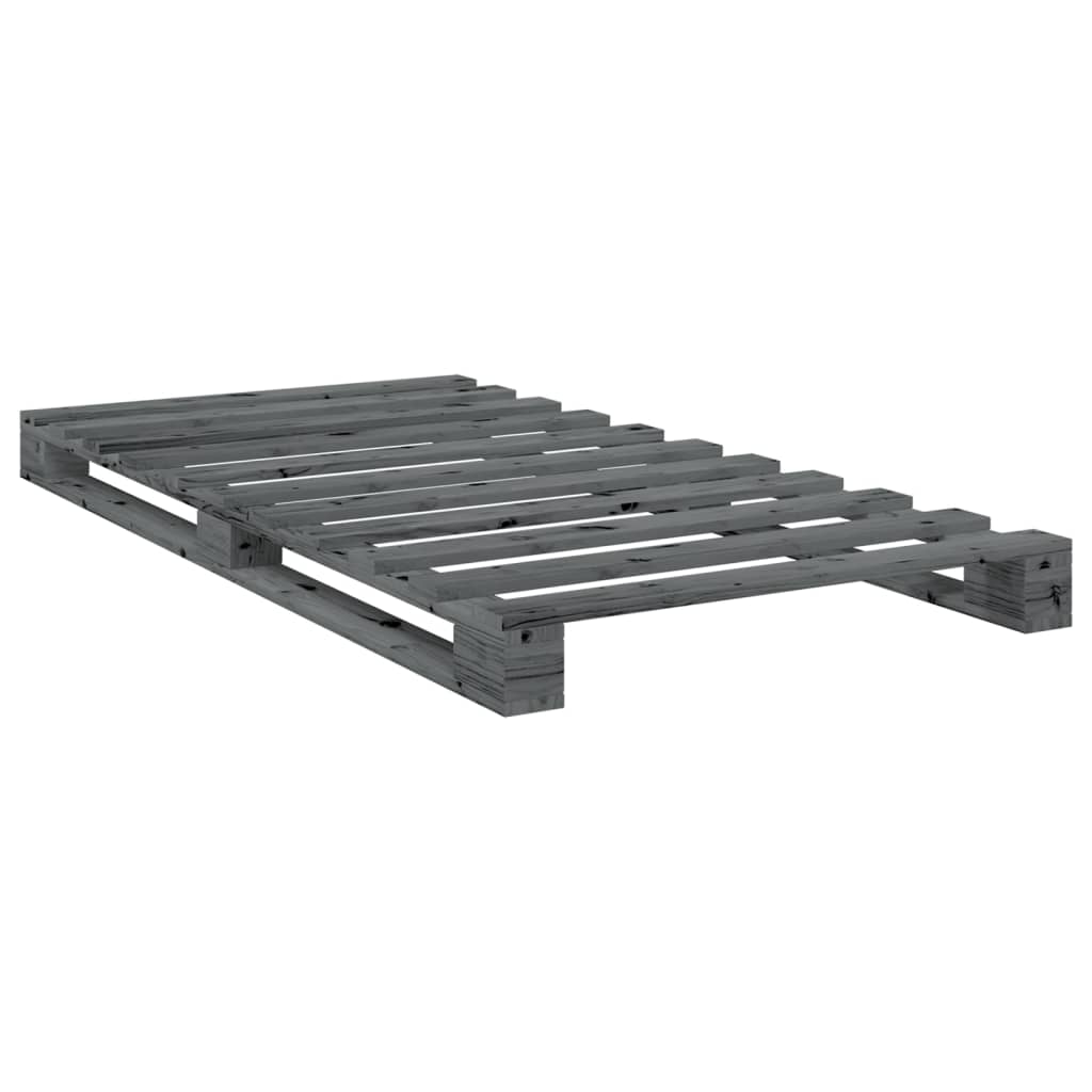 sengeramme med sengegavl 100x200 cm massivt fyrretræ grå