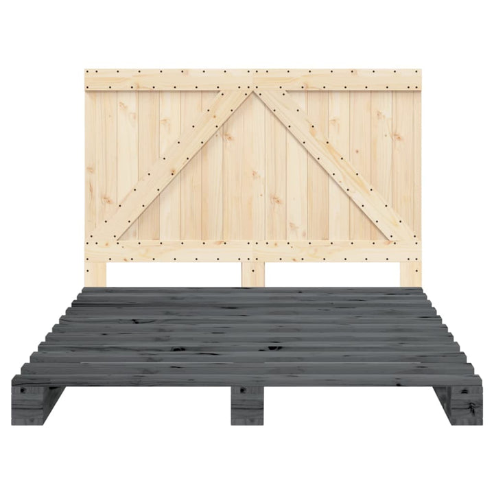 sengeramme med sengegavl 140x200 cm massivt fyrretræ grå