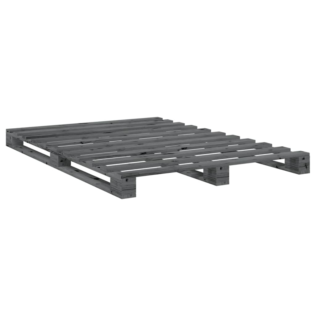 sengeramme med sengegavl 140x200 cm massivt fyrretræ grå