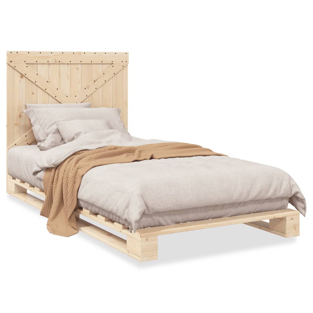 sengeramme med sengegavl 100x200 cm massivt fyrretræ