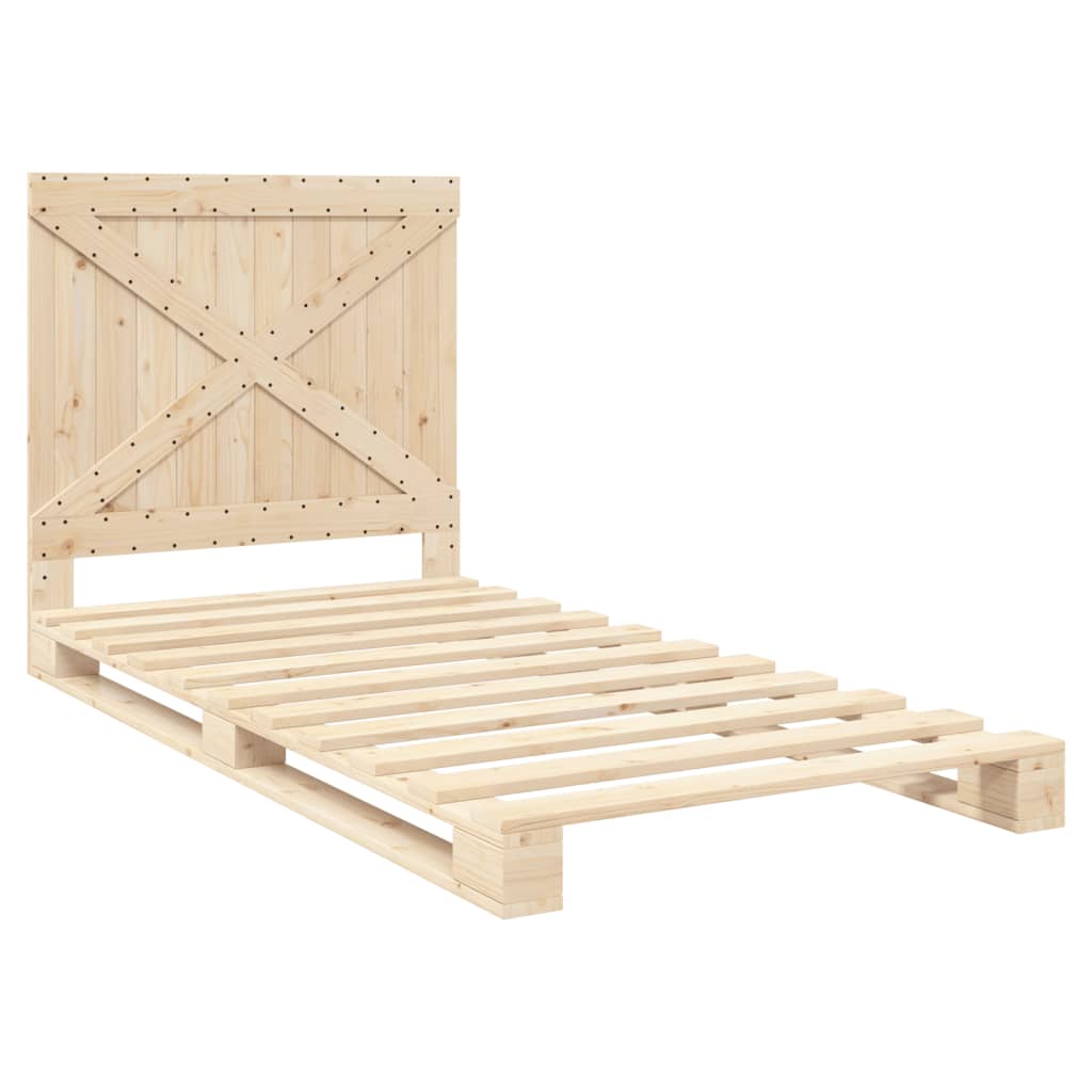 sengeramme med sengegavl 100x200 cm massivt fyrretræ