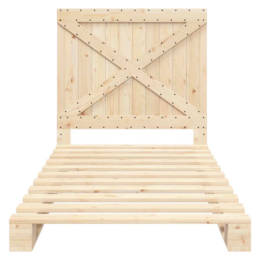sengeramme med sengegavl 100x200 cm massivt fyrretræ