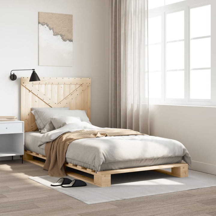 sengeramme med sengegavl 100x200 cm massivt fyrretræ