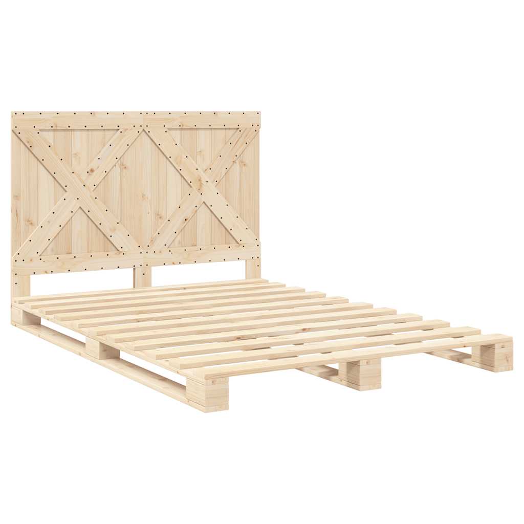 sengeramme med sengegavl 140x200 cm massivt fyrretræ hvid