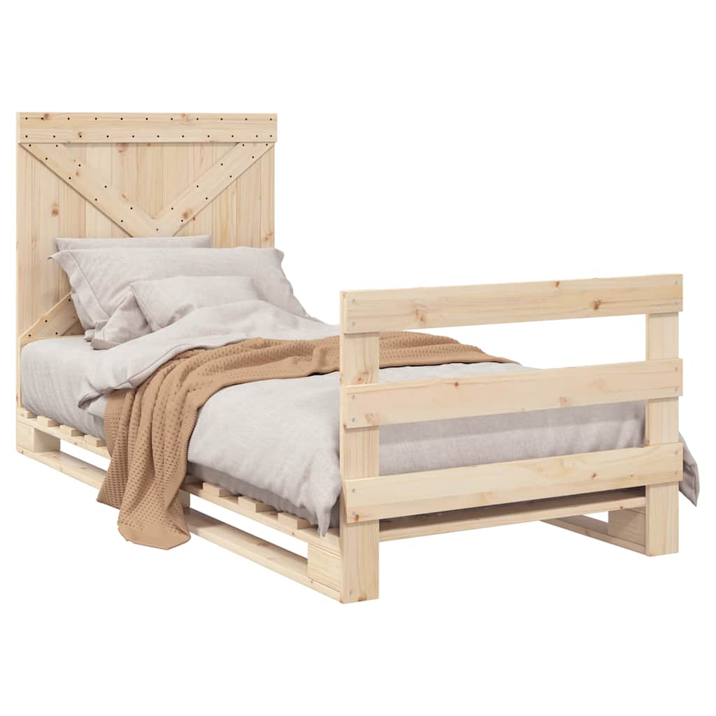 sengeramme med sengegavl 90x200 cm massivt fyrretræ