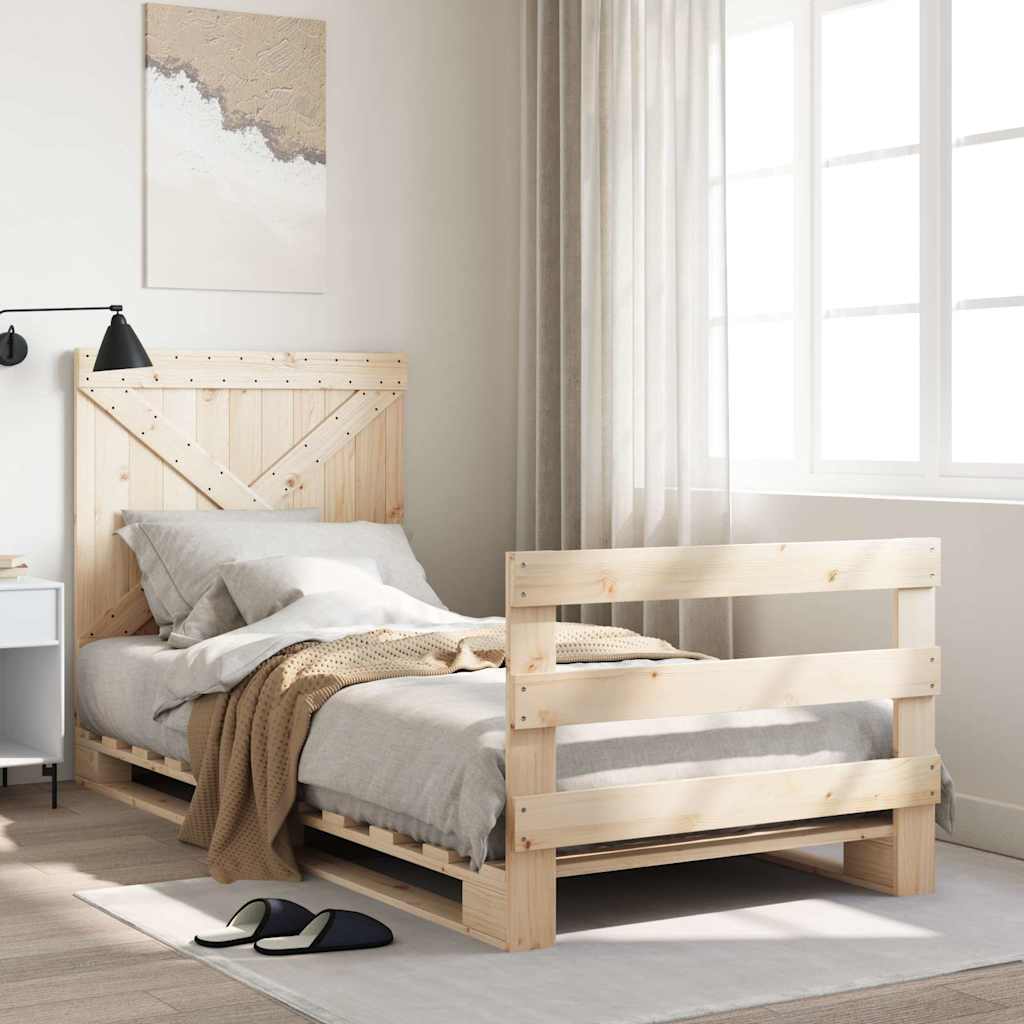 sengeramme med sengegavl 90x200 cm massivt fyrretræ