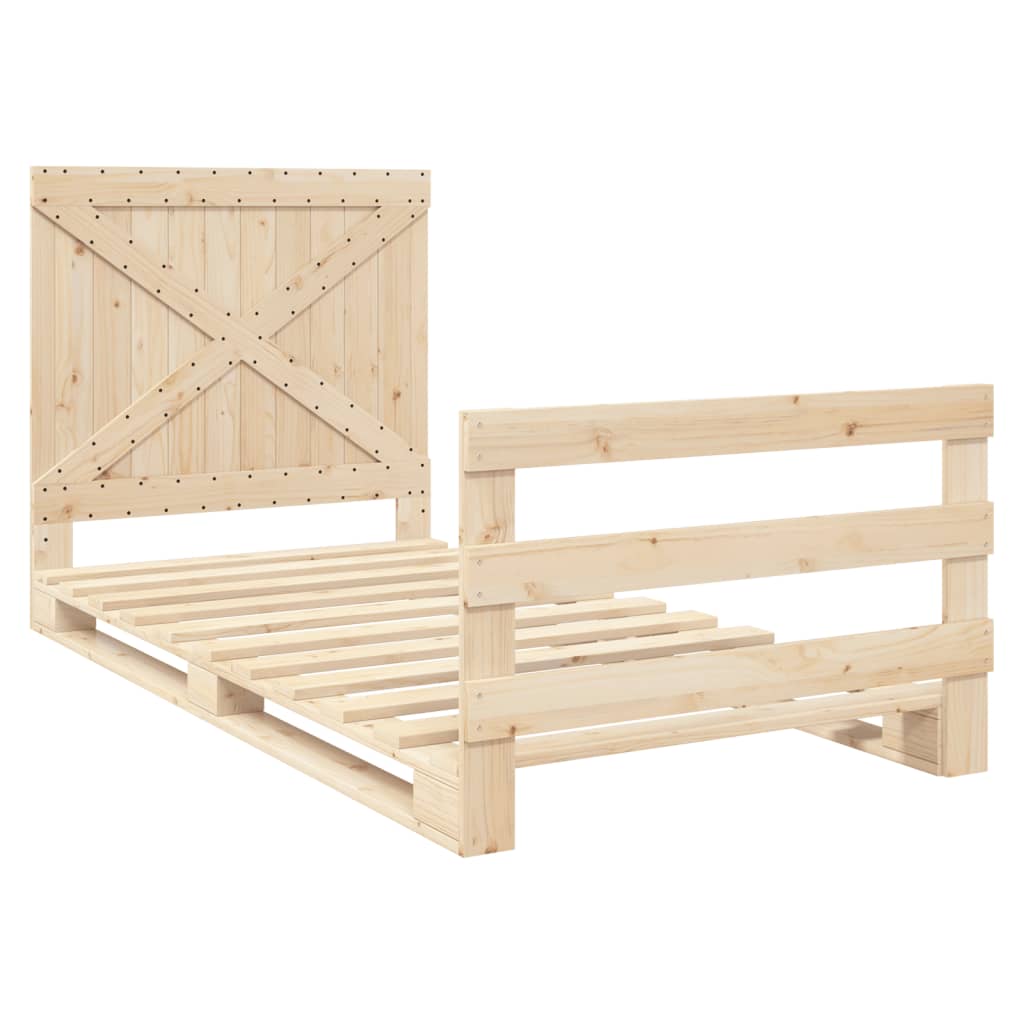 sengeramme med sengegavl 100x200 cm massivt fyrretræ