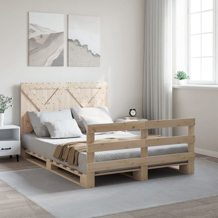 sengeramme med sengegavl 140x200 cm massivt fyrretræ hvid