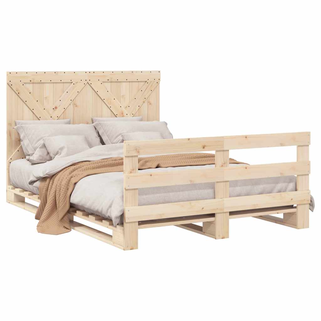 sengeramme med sengegavl 160x200 cm massivt fyrretræ