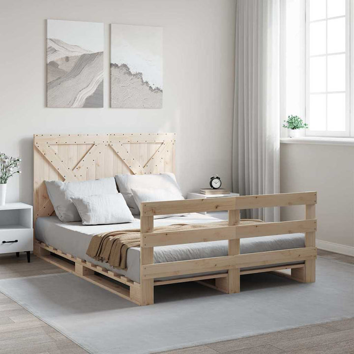sengeramme med sengegavl 160x200 cm massivt fyrretræ