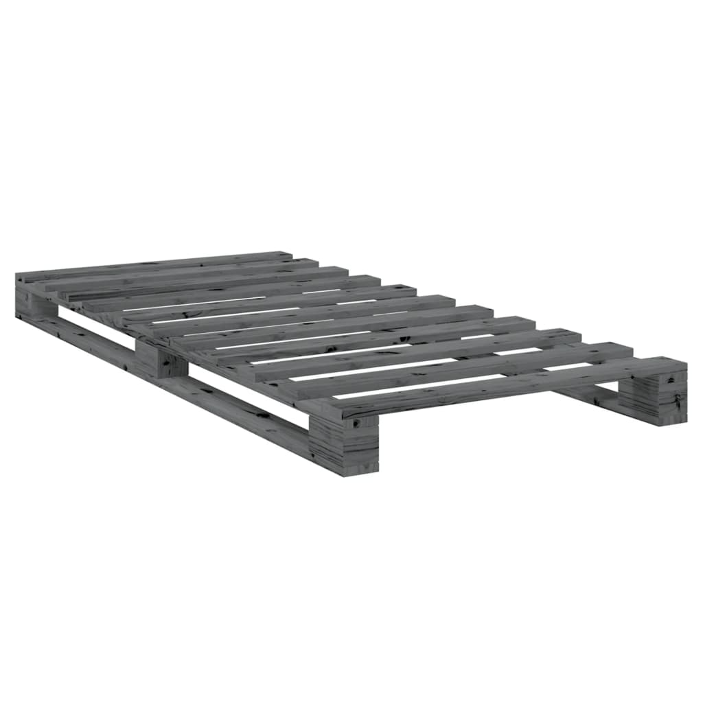 sengeramme med sengegavl 90x200 cm massivt fyrretræ grå