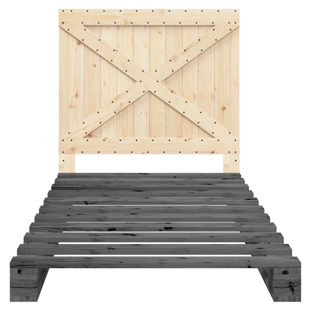sengeramme med sengegavl 100x200 cm massivt fyrretræ grå