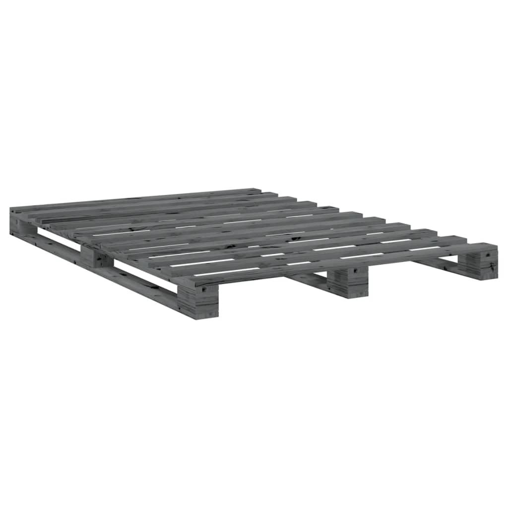 sengeramme med sengegavl 160x200 cm massivt fyrretræ grå