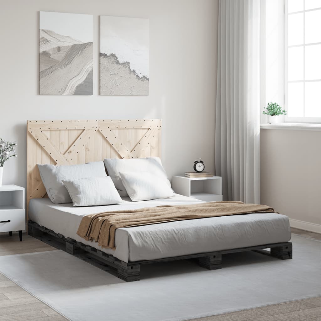 sengeramme med sengegavl 160x200 cm massivt fyrretræ grå
