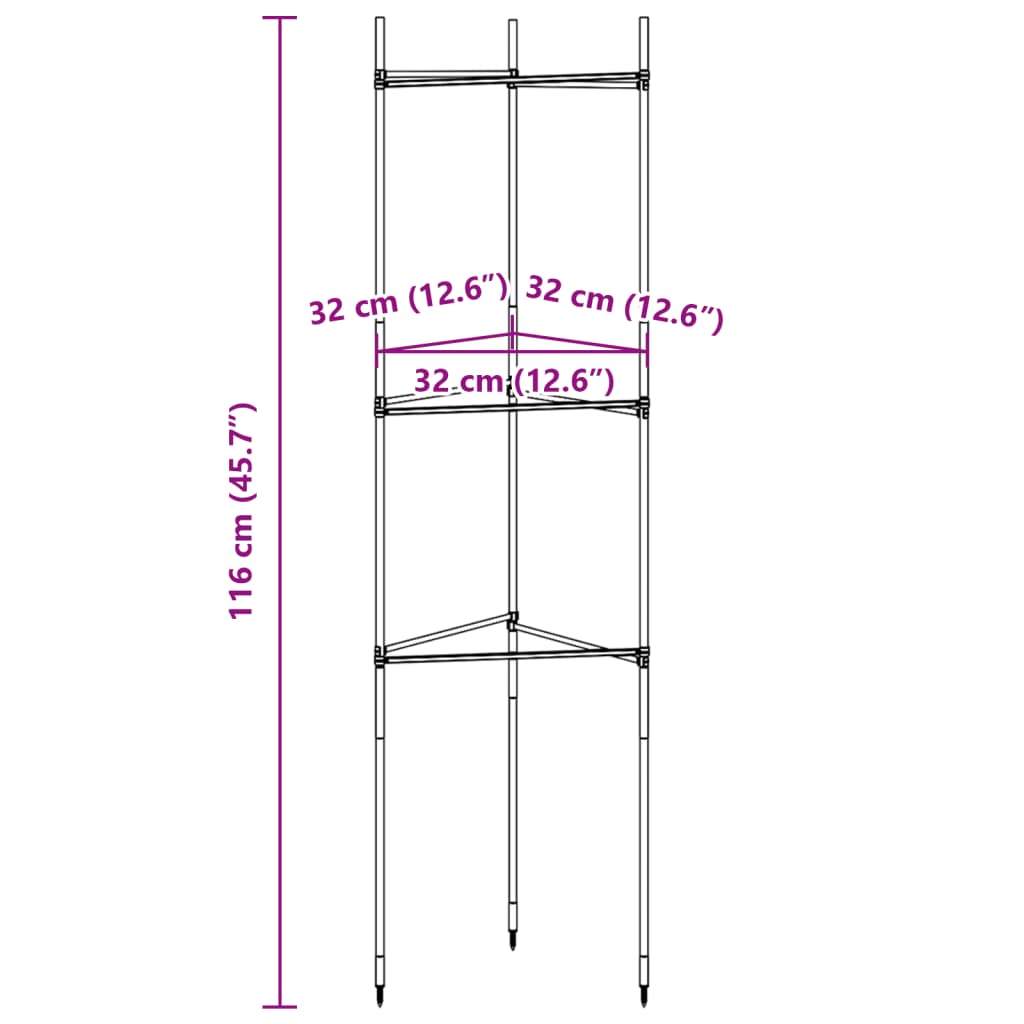 espalierer til tomater 8 stk. 116 cm stål og PP