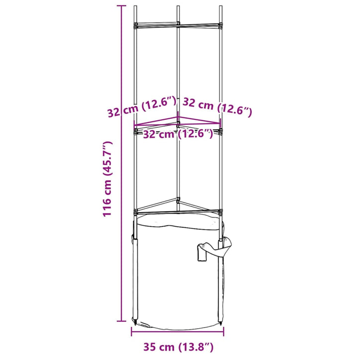 espalierer med planteposer 8 stk. 116 cm stål og PP