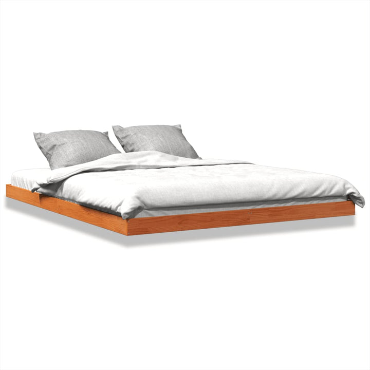 sengeramme 150x200 cm massivt fyrretræ gyldenbrun