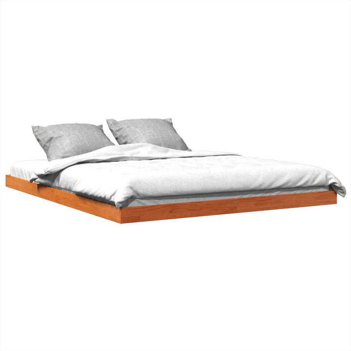 sengeramme 150x200 cm massivt fyrretræ gyldenbrun