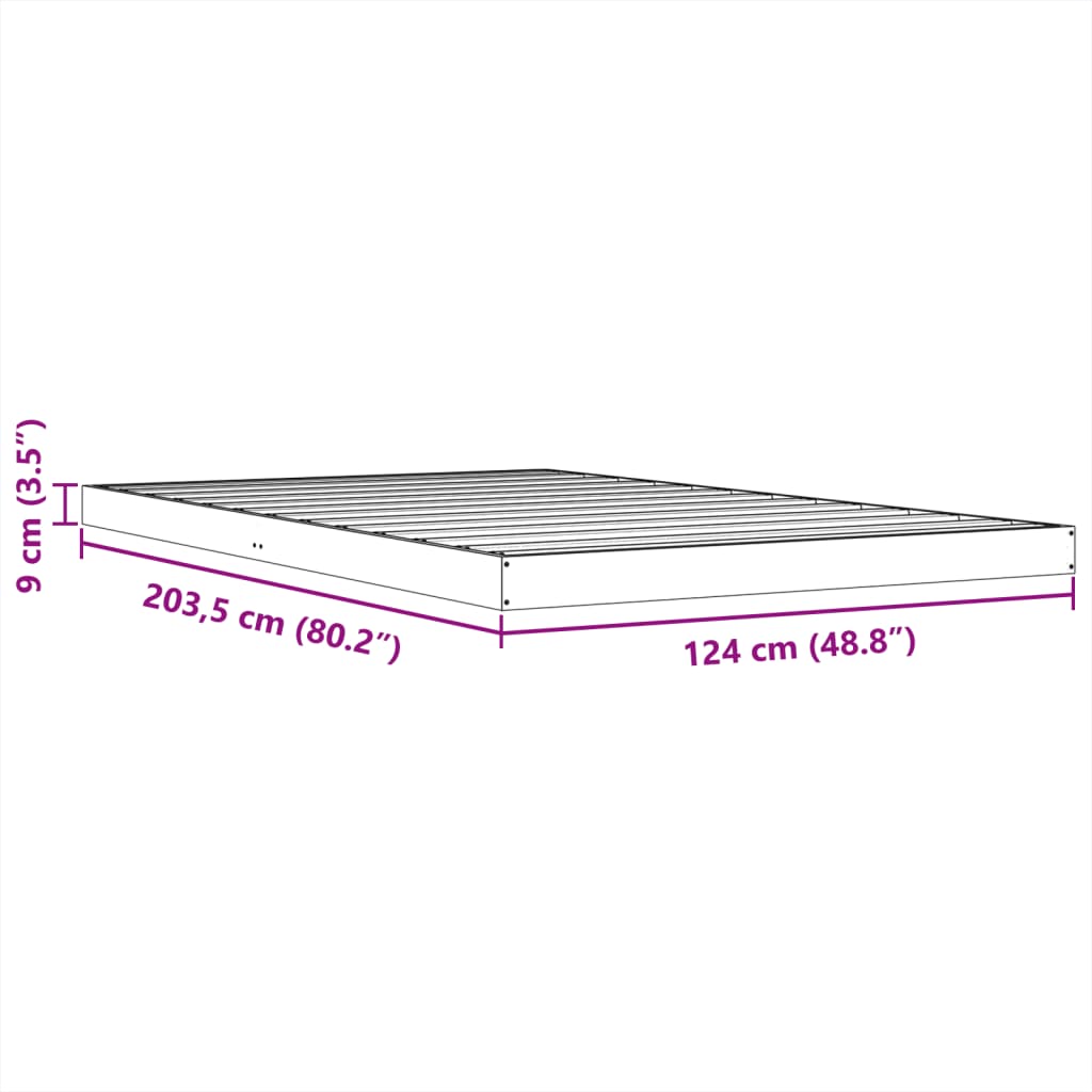 sengeramme 120x200 cm massivt fyrretræ gyldenbrun