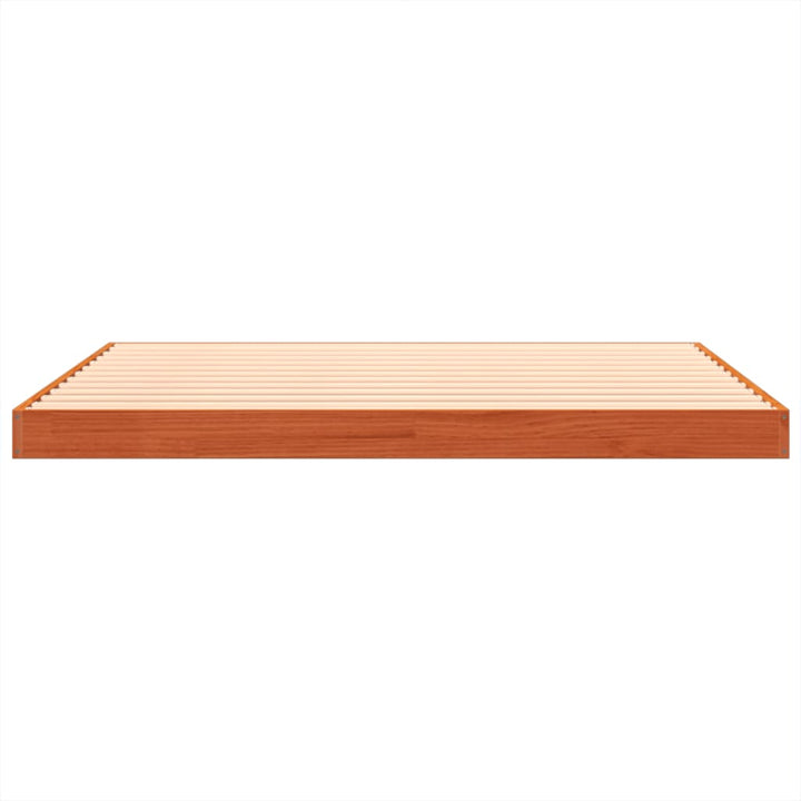 sengeramme 135x190 cm massivt fyrretræ brun