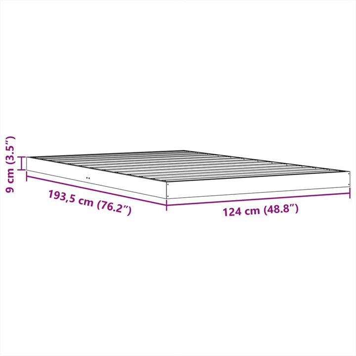 sengeramme 120x190 cm massivt fyrretræ gyldenbrun