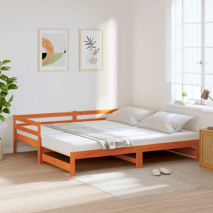 daybed med udtræk 90x200 cm massivt fyrretræ gyldenbrun
