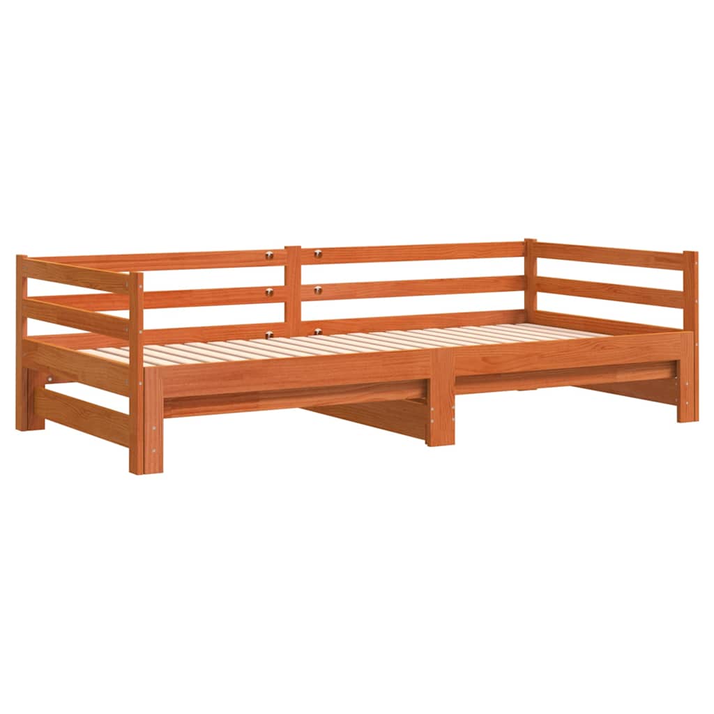 daybed m. udtræk uden madrasser 90x190cm massivt træ gyldenbrun