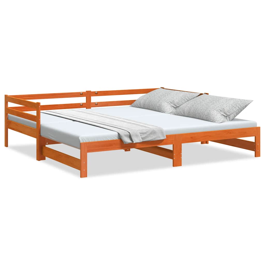 daybed med udtræk 80x200 cm massivt fyrretræ gyldenbrun