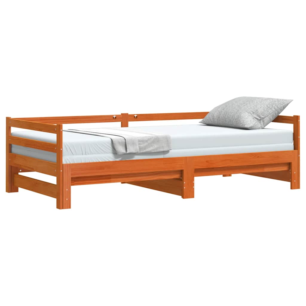 daybed med udtræk 80x200 cm massivt fyrretræ gyldenbrun