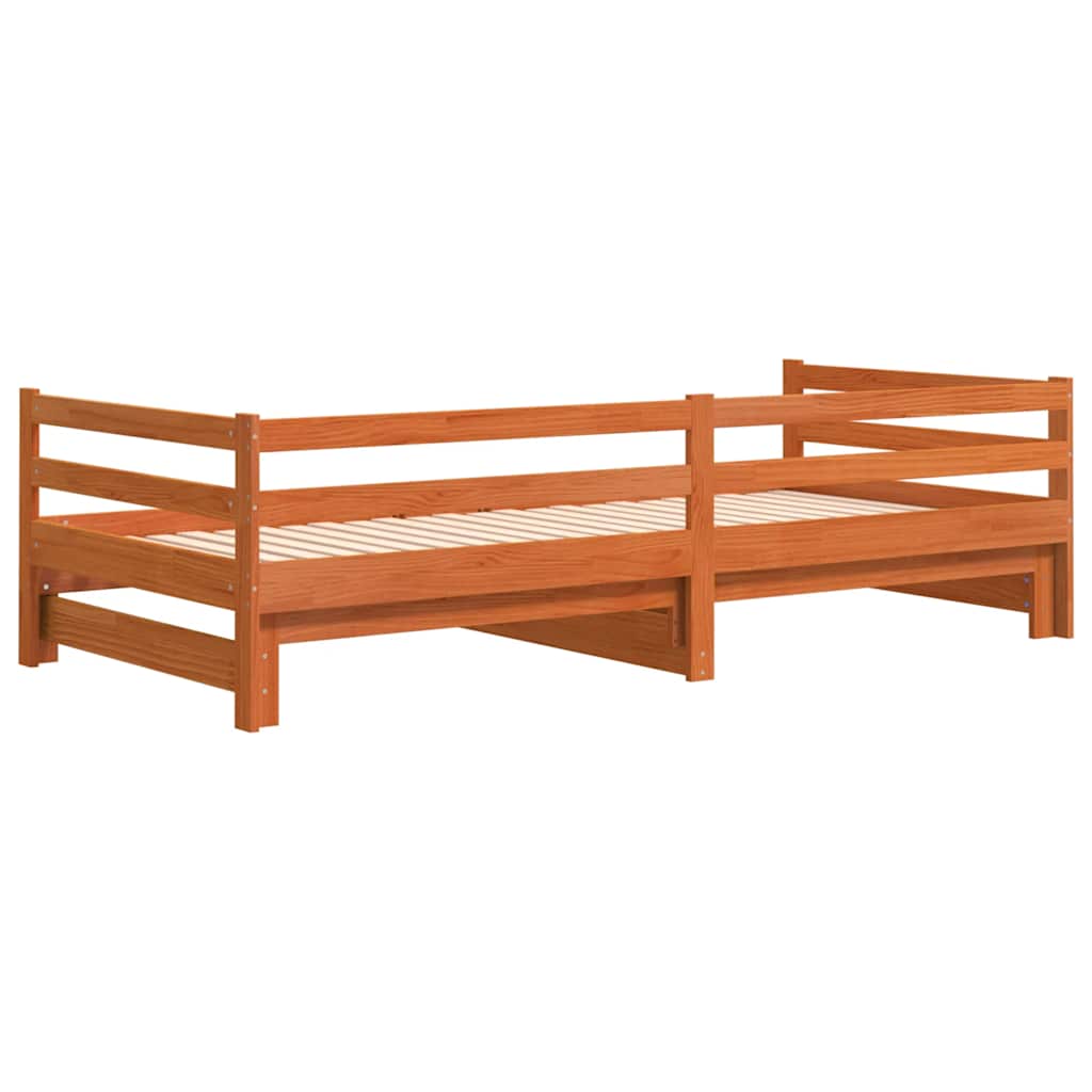 daybed med udtræk 80x200 cm massivt fyrretræ gyldenbrun