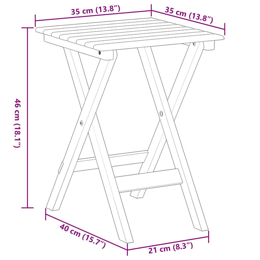 sidebord foldbart massivt poppeltræ sort
