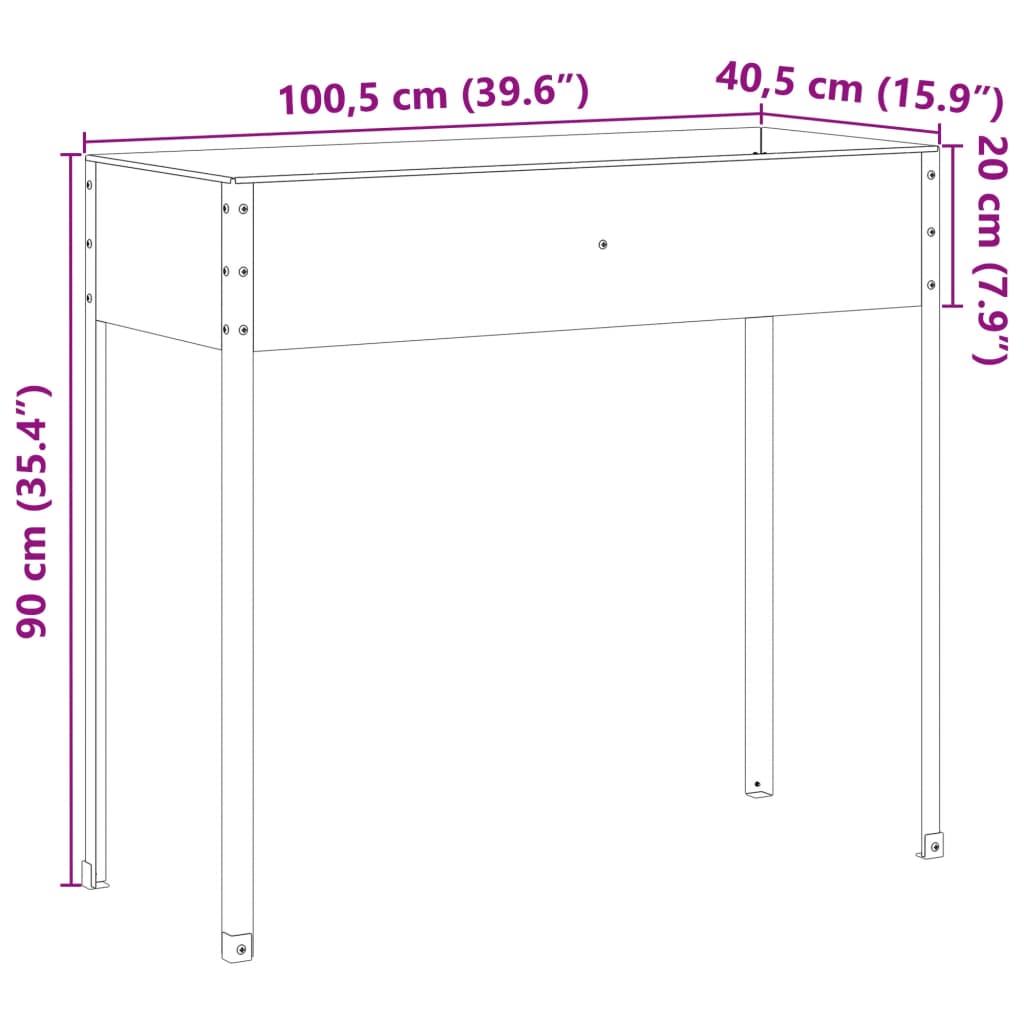plantekasse 100,5x40,5x90 cm cortenstål
