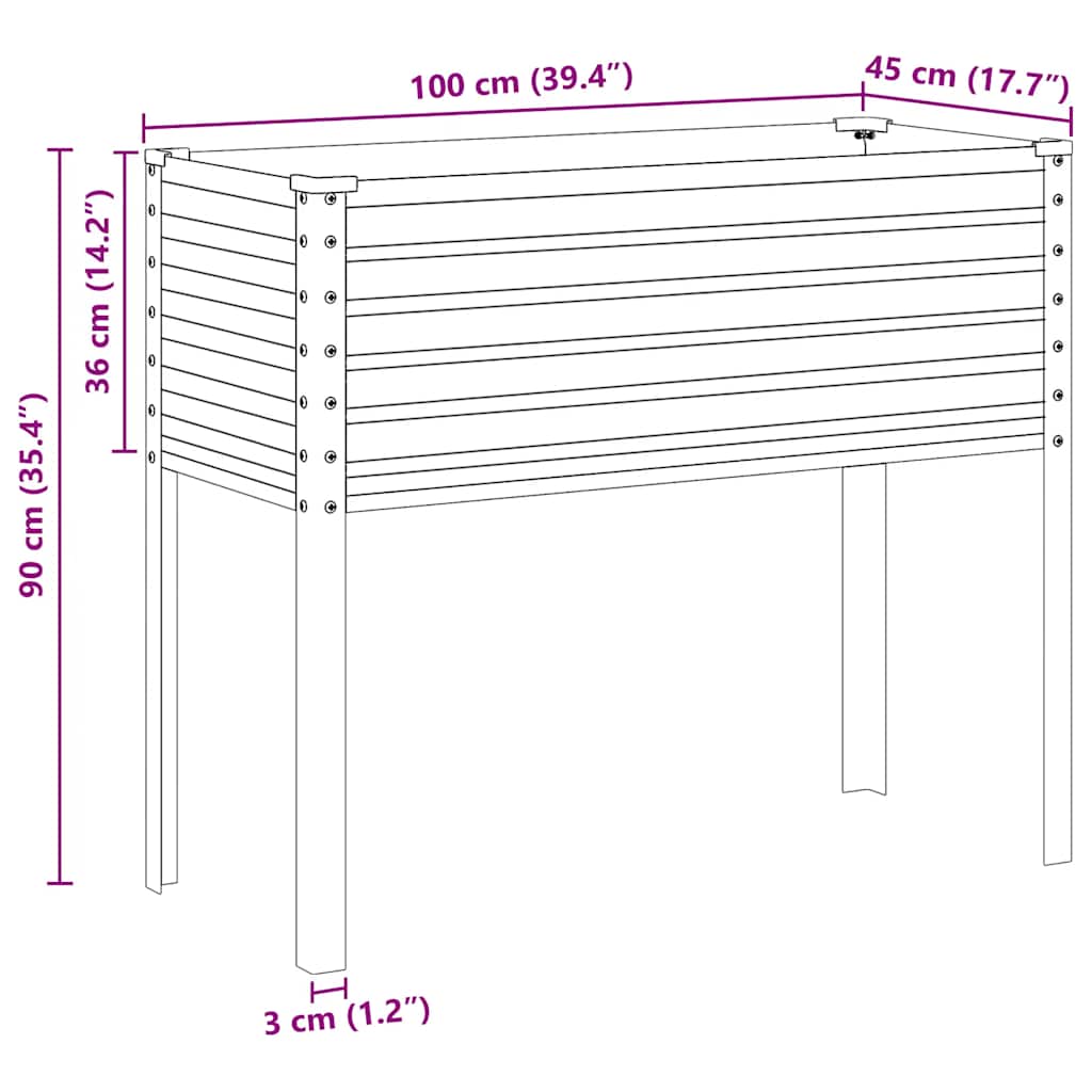 haveplantekasse 100x45x90 cm vejrbestandigt stål