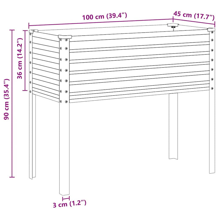 haveplantekasse 100x45x90 cm vejrbestandigt stål