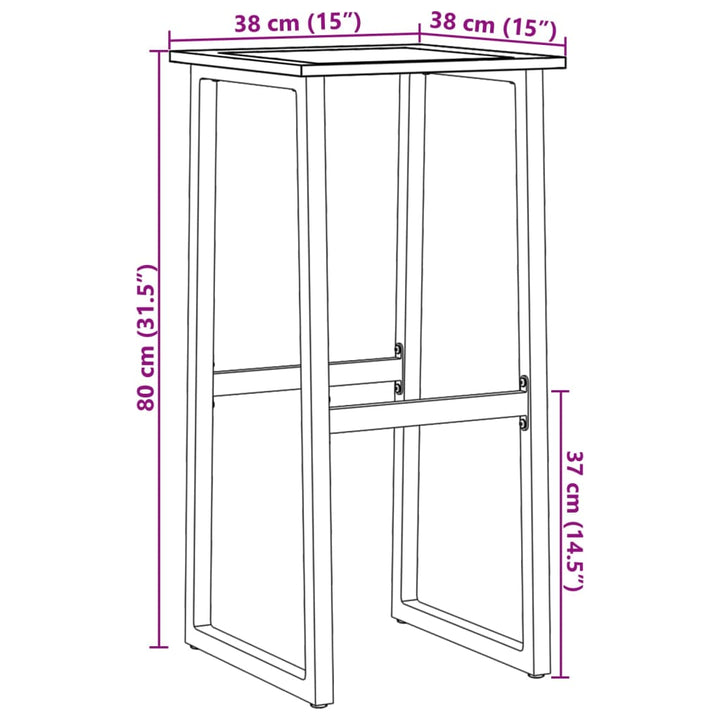 barstole 2 stk. 38x38x80 cm pulverlakeret stål sort