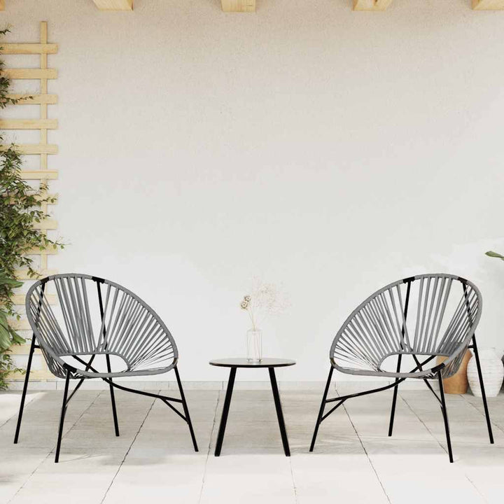 haveæg stol polyrattan sort og lysegrå