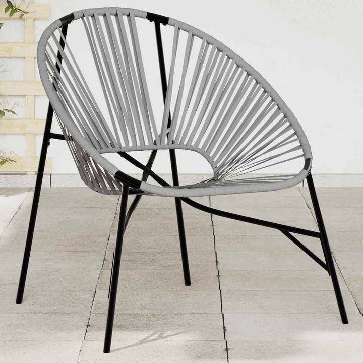 haveæg stol polyrattan sort og lysegrå
