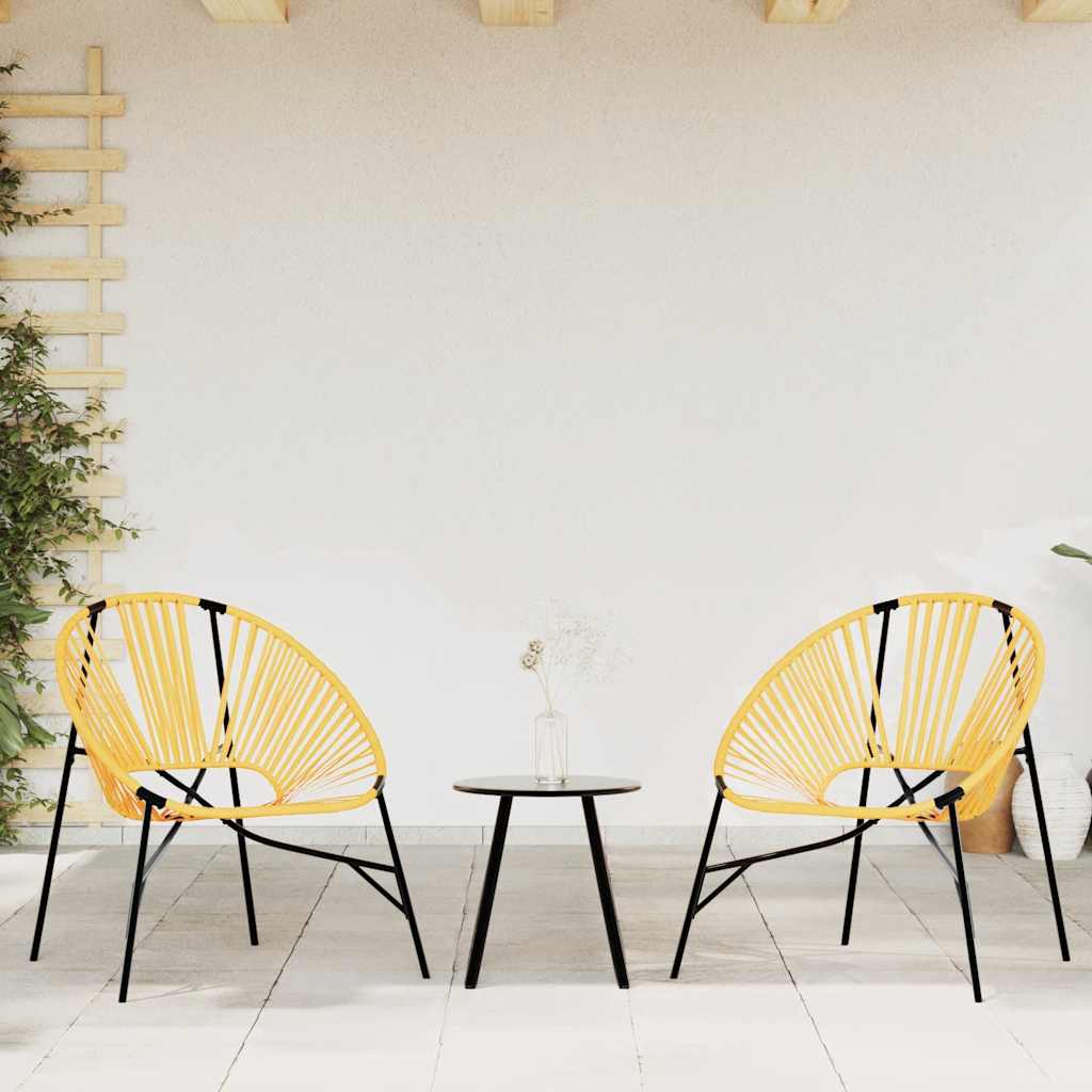 haveæg stol polyrattan sort og gul