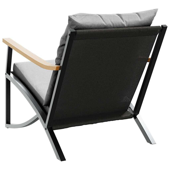 havestole med hynder 2 stk. stål sort